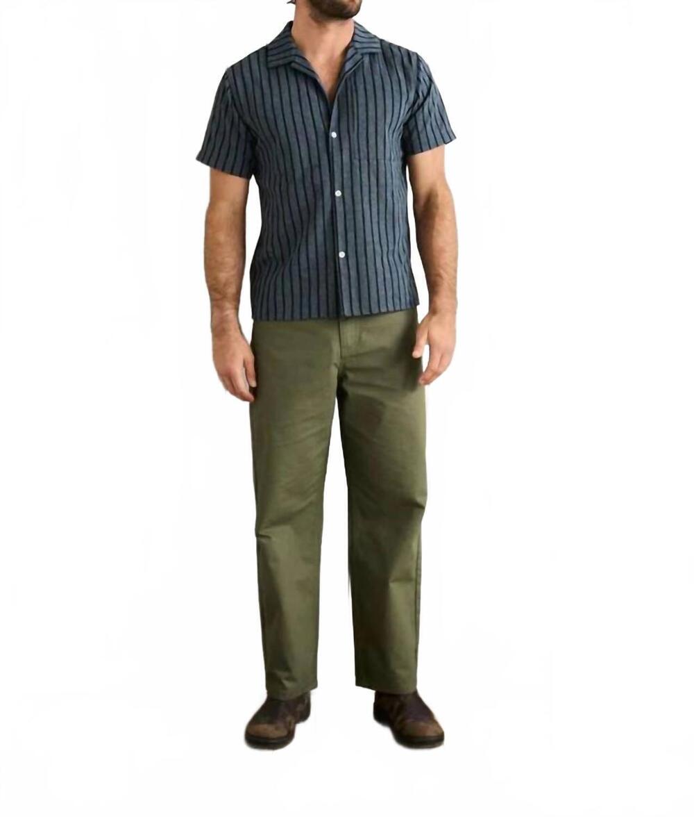 NEW RHYTHM. crux short sleeve shirt in indigo stripe